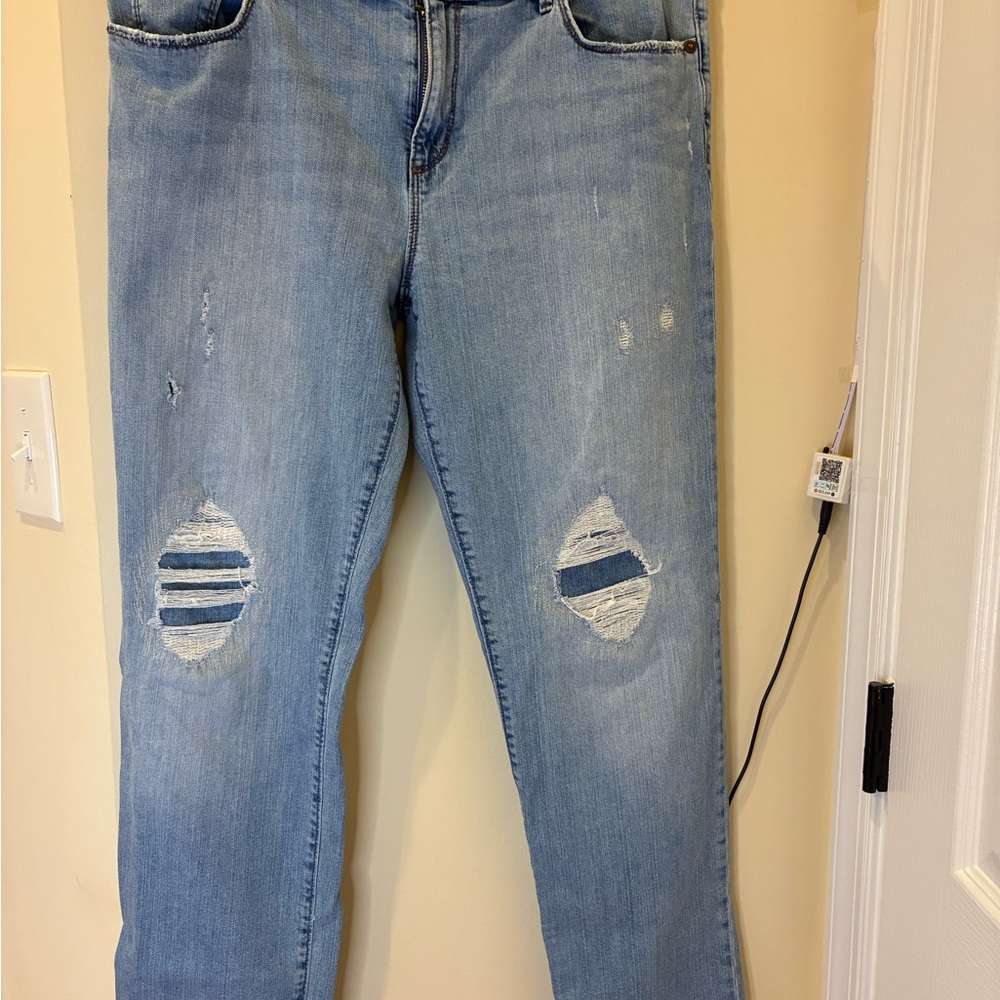 LOFT  Relaxed Light Blue Distressed Jeans Size 30/10